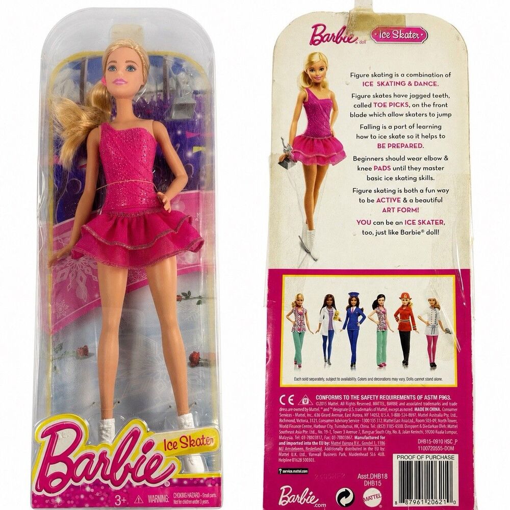 Barbie Ice Skater Doll DHB15 Pink Figure Skating Outfit Mattel New in Package